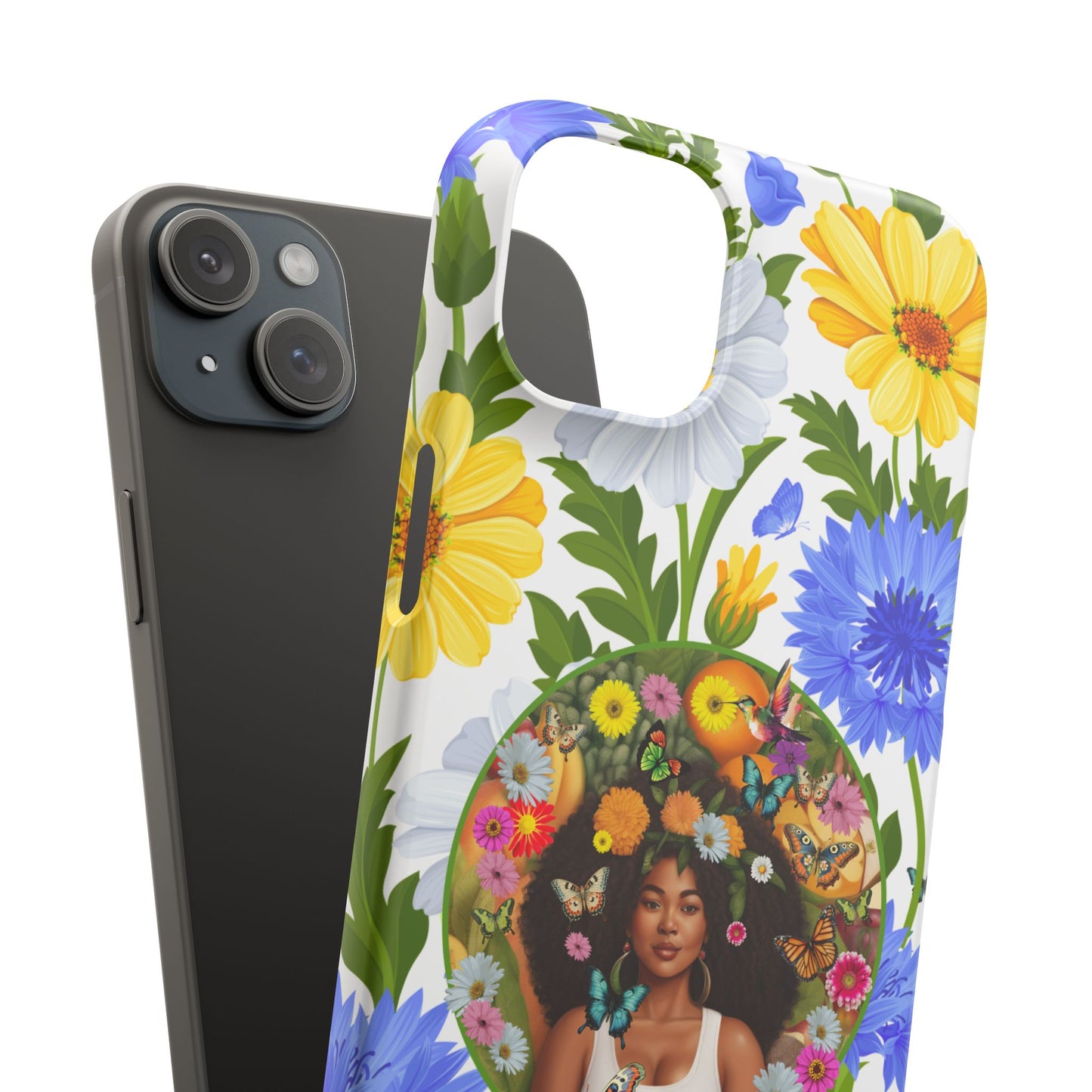 100% Organic Purple Plant Garden Snap Phone Case with Black Woman, for iPhone and Android