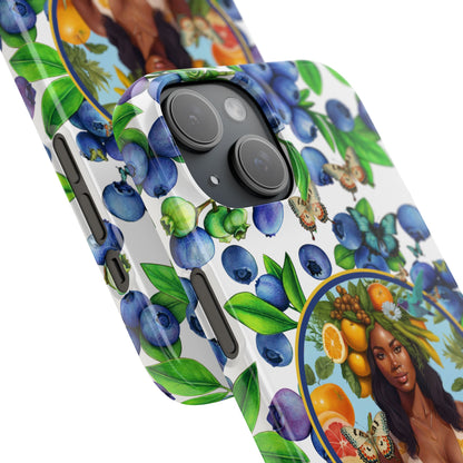 Organically Me Blueberry Plant B Garden Snap Phone Case with Black Woman, for iPhone and Android
