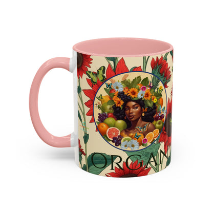 Organically Me Sunflower Red Plant Garden Vegan Ceramic Plant Mug with Black woman (11oz) 8 Color Combos