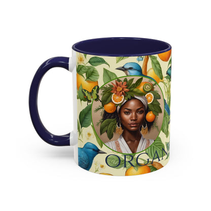 Organically Me A Lemon Bluebird Plant Garden Vegan Ceramic Plant Mug with Black woman (11oz) 8 Color Combos