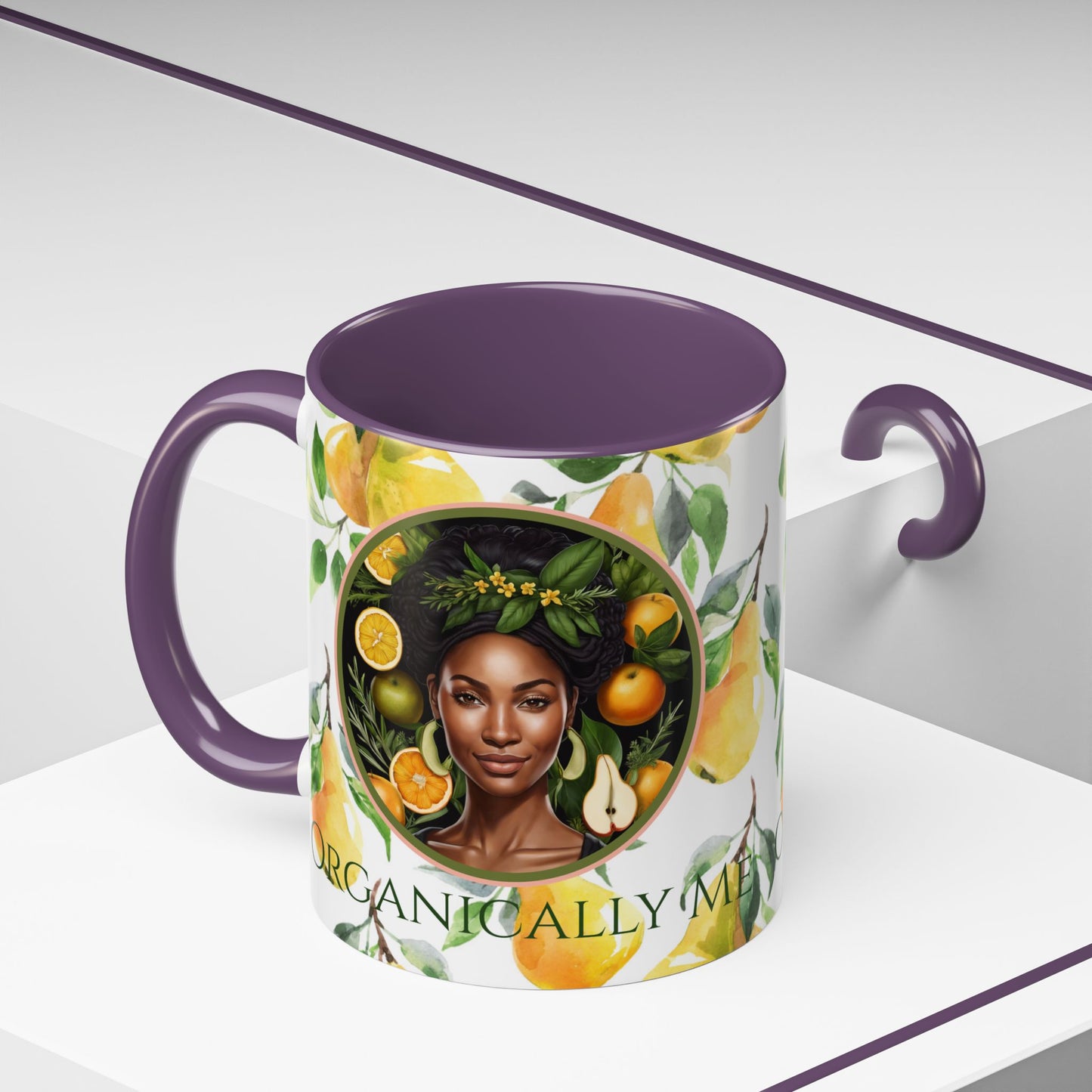 Organically Me Yellow Pear Plant Garden Vegan Ceramic Plant Mug with Black woman (11oz) 8 Color Combos