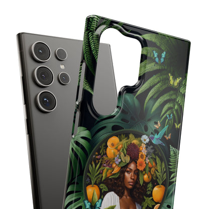 100% Organic A Fern Monstera Plant Garden Snap Phone Case with Black Woman, for iPhone and Android Models