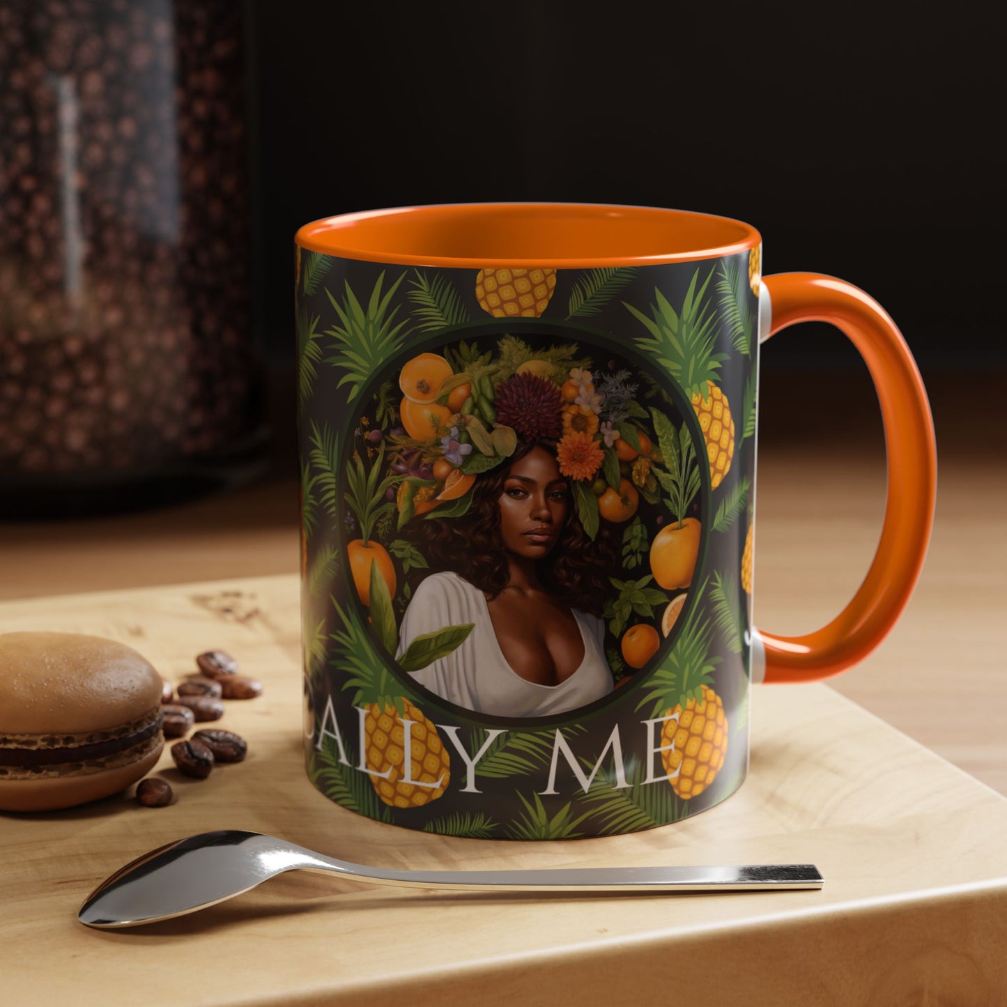 Organically Me A Pineapple Plant Garden Vegan Ceramic Plant Mug with Black woman (11oz)