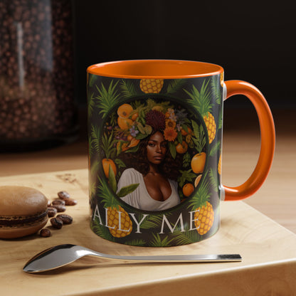 Organically Me A Pineapple Plant Garden Vegan Ceramic Plant Mug with Black woman (11oz)