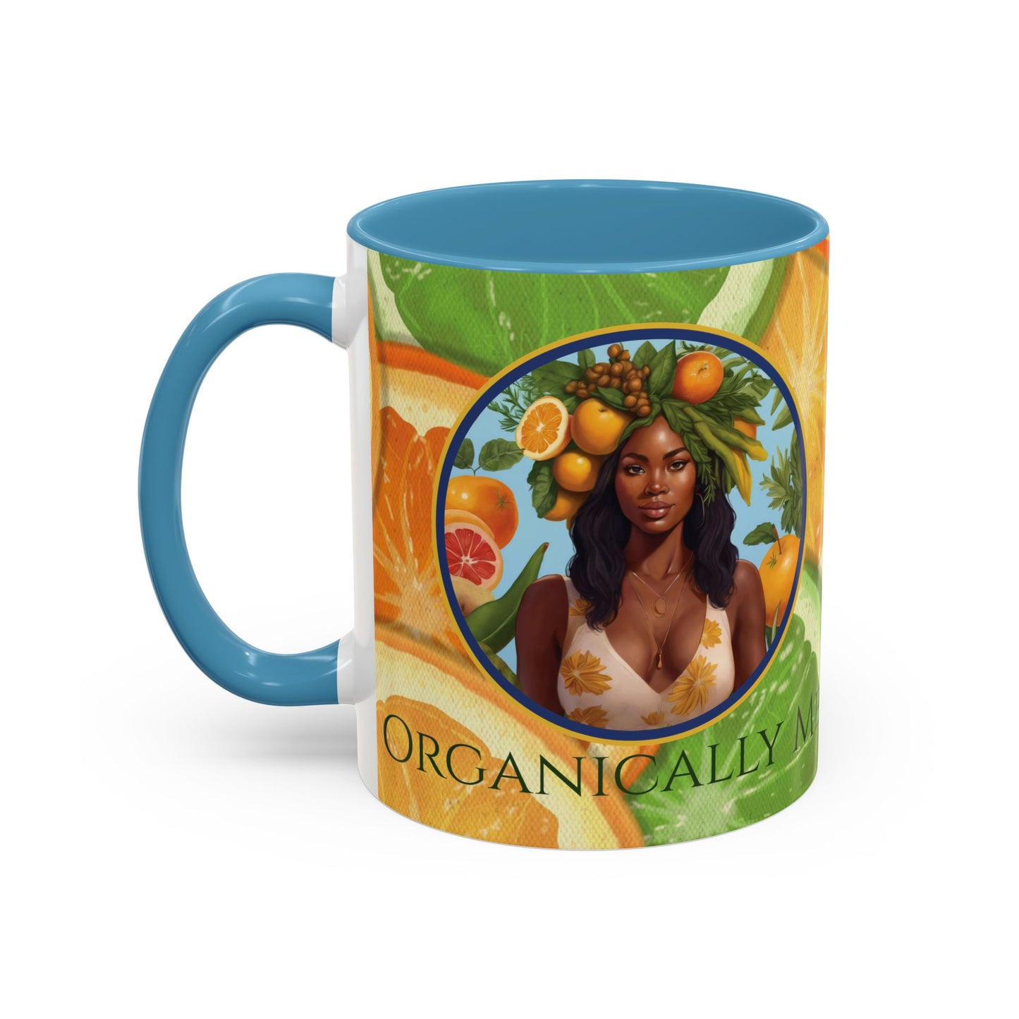 Organically Me Bright Citrus Plant Garden Vegan Ceramic Plant Mug with Black woman (11oz) 8 Color Combos