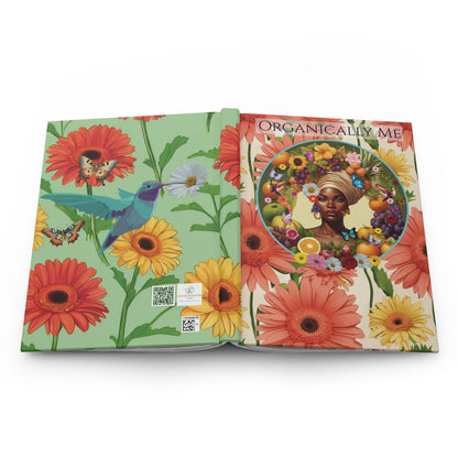 100% Organic Daisy Joy3 Plant Garden & Vegan Hardcover Journal, Black Woman Matte 150 pages Double Sided, May be PERSONALIZED