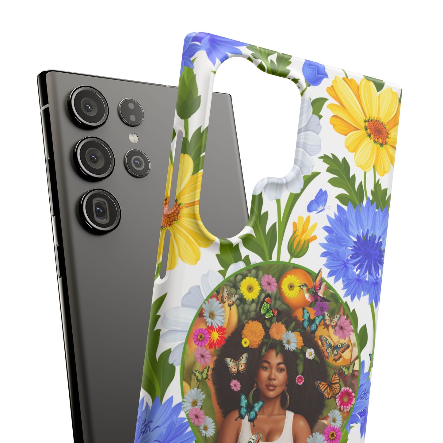 100% Organic Purple Plant Garden Snap Phone Case with Black Woman, for iPhone and Android