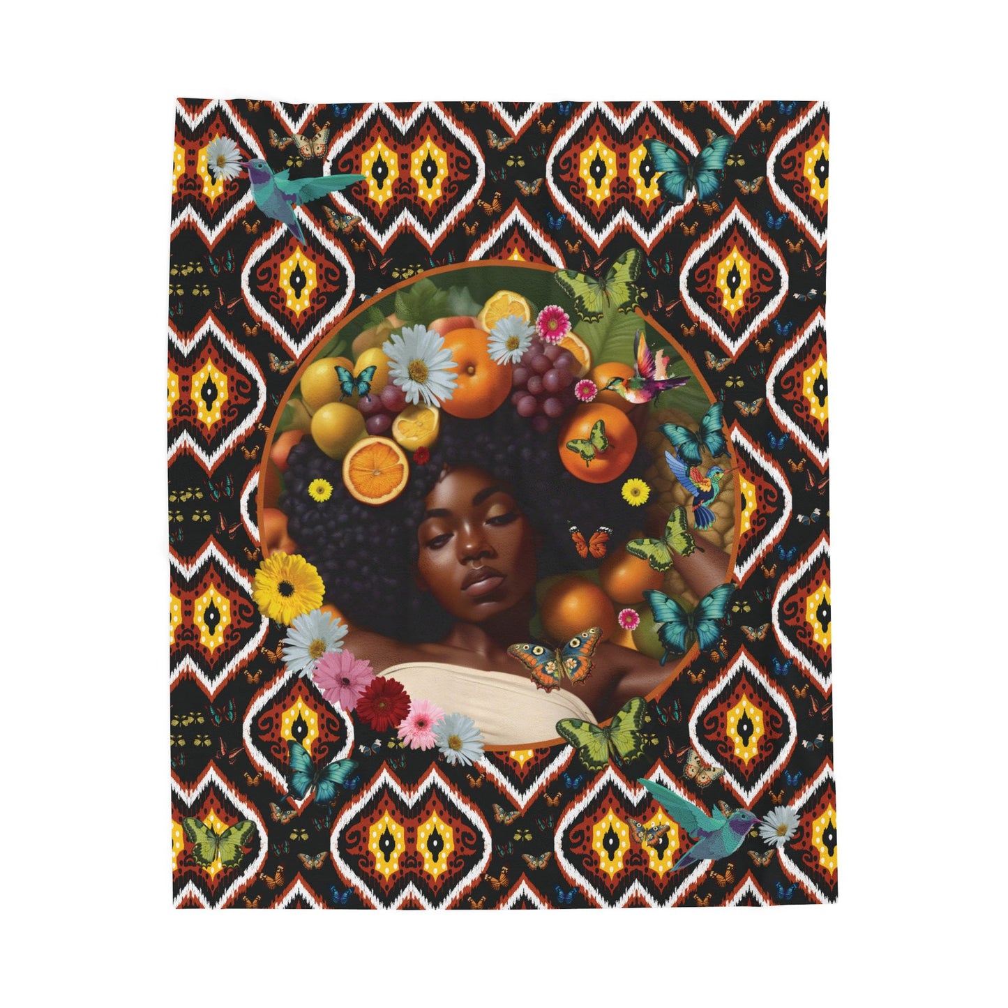 Organically Me A Tribal Monarch Queen Karmon Butterfly Plant & Garden-themed Blanket, tablecloth, Wrap and Wall Hanging (Velveteen)