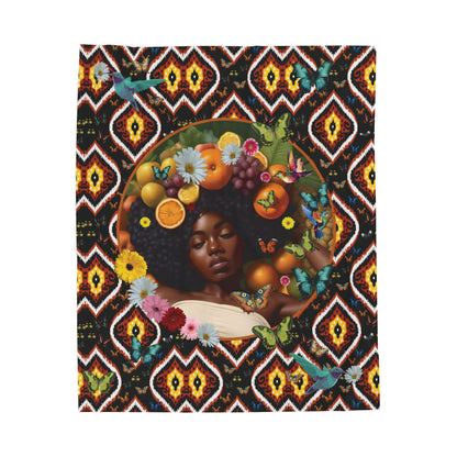 Organically Me A Tribal Monarch Queen Karmon Butterfly Plant & Garden-themed Blanket, tablecloth, Wrap and Wall Hanging (Velveteen)