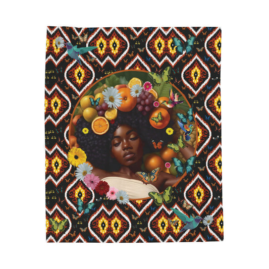 Organically Me A Tribal Monarch Queen Karmon Butterfly Plant & Garden-themed Blanket, tablecloth, Wrap and Wall Hanging (Velveteen)