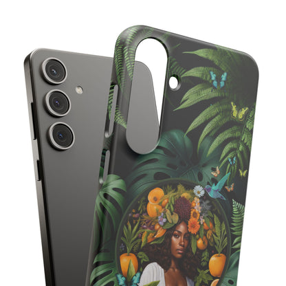 100% Organic A Fern Monstera Plant Garden Snap Phone Case with Black Woman, for iPhone and Android Models