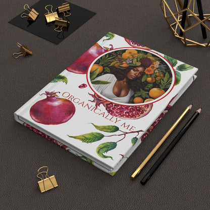 Organically Me Red and White Pomegranate Plant, Garden & Vegan Hardcover Journal, Matte 150 pages, Black women, May be PERSONALIZED