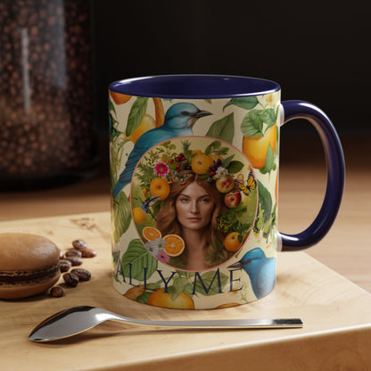 Organically Me A Lemon Bluebird Leda Plant Garden Vegan Ceramic Plant Mug with Black woman (11oz) 8 Color Combos
