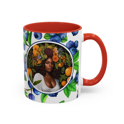 Organically Me Blueberry Plant Garden Vegan Ceramic Plant Mug with Black woman (11oz) 8 Color Combos