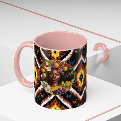 Organically Me A.1 Tribal Butterfly Plant Garden Vegan Ceramic Plant Mug with Black woman (11oz) 8 Color Combos