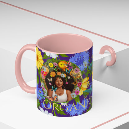 100% Organic Blue Gwen Plant Garden Vegan Ceramic Plant Mug with (11 or 15 oz) 8 Color Combos