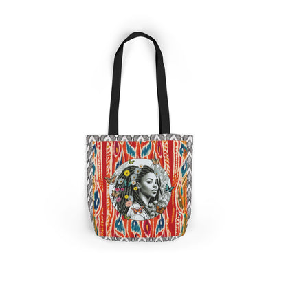 100% Me Ikat Laney Locs Garden-themed 13" tote bag, purse, workout bag, yoga bag with Black Women