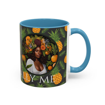Organically Me A Pineapple Plant Garden Vegan Ceramic Plant Mug with Black woman (11oz)