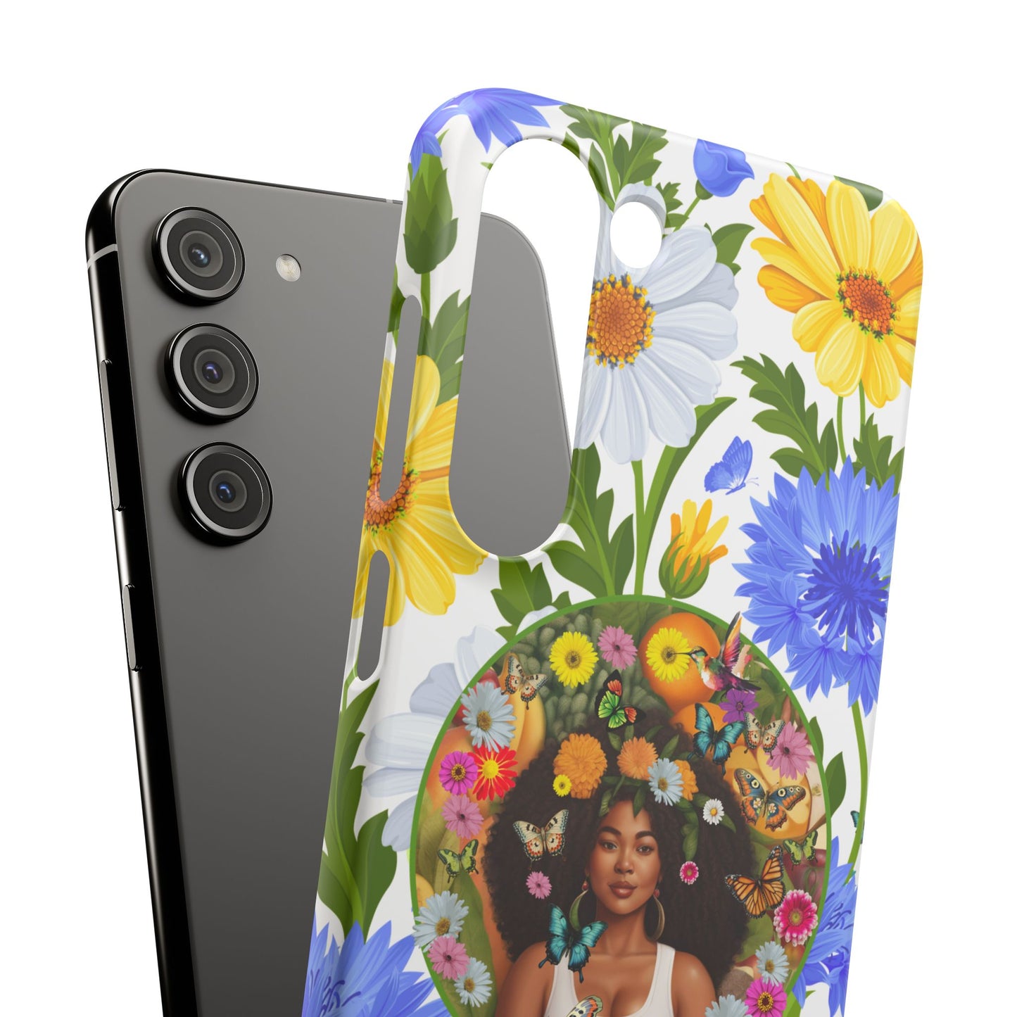 100% Organic Purple Plant Garden Snap Phone Case with Black Woman, for iPhone and Android
