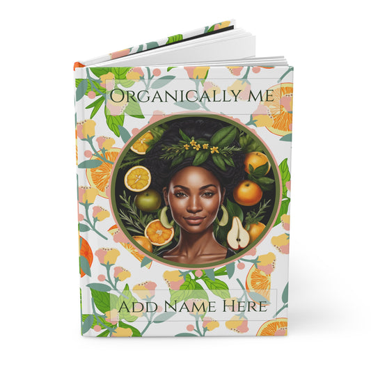 Organically Me Pink & Green Plant, Garden & Vegan Hardcover Journal, Matte 150 pages, Black women, May be PERSONALIZED