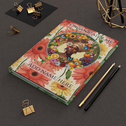 100% Organic Daisy Joy3 Plant Garden & Vegan Hardcover Journal, Black Woman Matte 150 pages Double Sided, May be PERSONALIZED