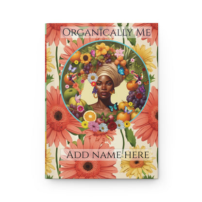 100% Organic Daisy Joy3 Plant Garden & Vegan Hardcover Journal, Black Woman Matte 150 pages Double Sided, May be PERSONALIZED