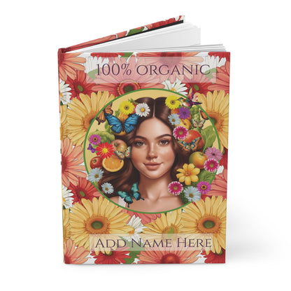 100% Organic Gerber Joy2 Plant Garden & Vegan Hardcover Journal, Matte 150 pages, May be PERSONALIZED