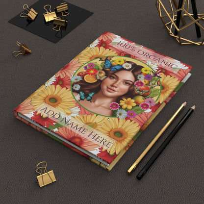 100% Organic Gerber Joy2 Plant Garden & Vegan Hardcover Journal, Matte 150 pages, May be PERSONALIZED