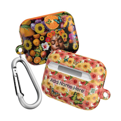 Cultural & Floral Garden Themed AirPods with Butterflies, Plants & Black Woman for AirPods Pro Gen 1 & 2, AirPods Gen 1, Gen 2, Gen 3