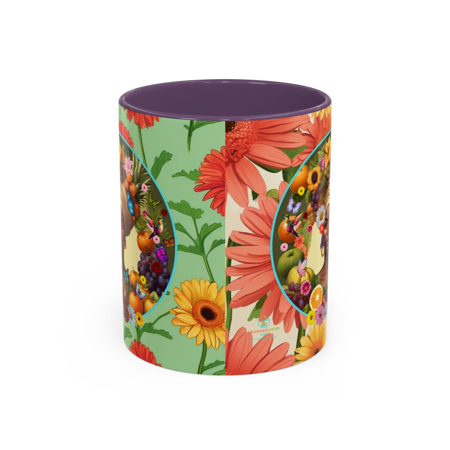 100% Organic Daisy Joy3 Plant Garden Vegan Ceramic Plant Mug, Black Woman Double Sided (11oz) 8 Color Combos