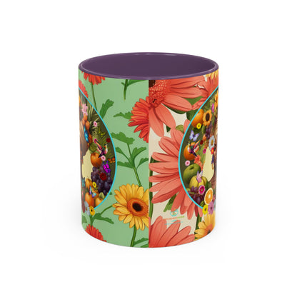 100% Organic Daisy Joy3 Plant Garden Vegan Ceramic Plant Mug, Black Woman Double Sided (11oz) 8 Color Combos