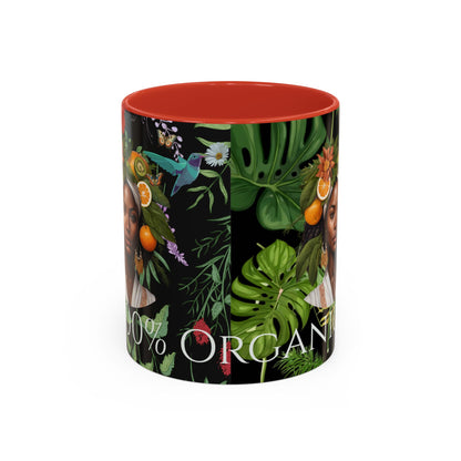 100% Organic Black Jungle Plant Garden Vegan Ceramic Plant Mug with (11oz) 8 Color Combos Double-Side Design