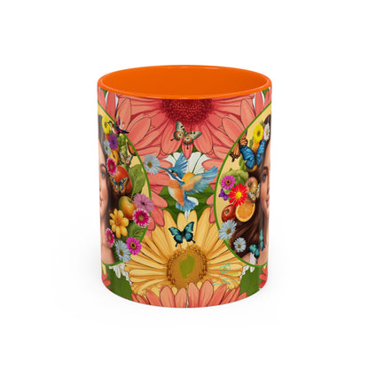 100% Organic Gerber Joy3 Plant Garden Vegan Ceramic Plant Mug with Woman (11oz) 8 Color Combos