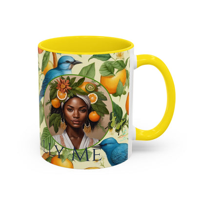 Organically Me A Lemon Bluebird Plant Garden Vegan Ceramic Plant Mug with Black woman (11oz) 8 Color Combos
