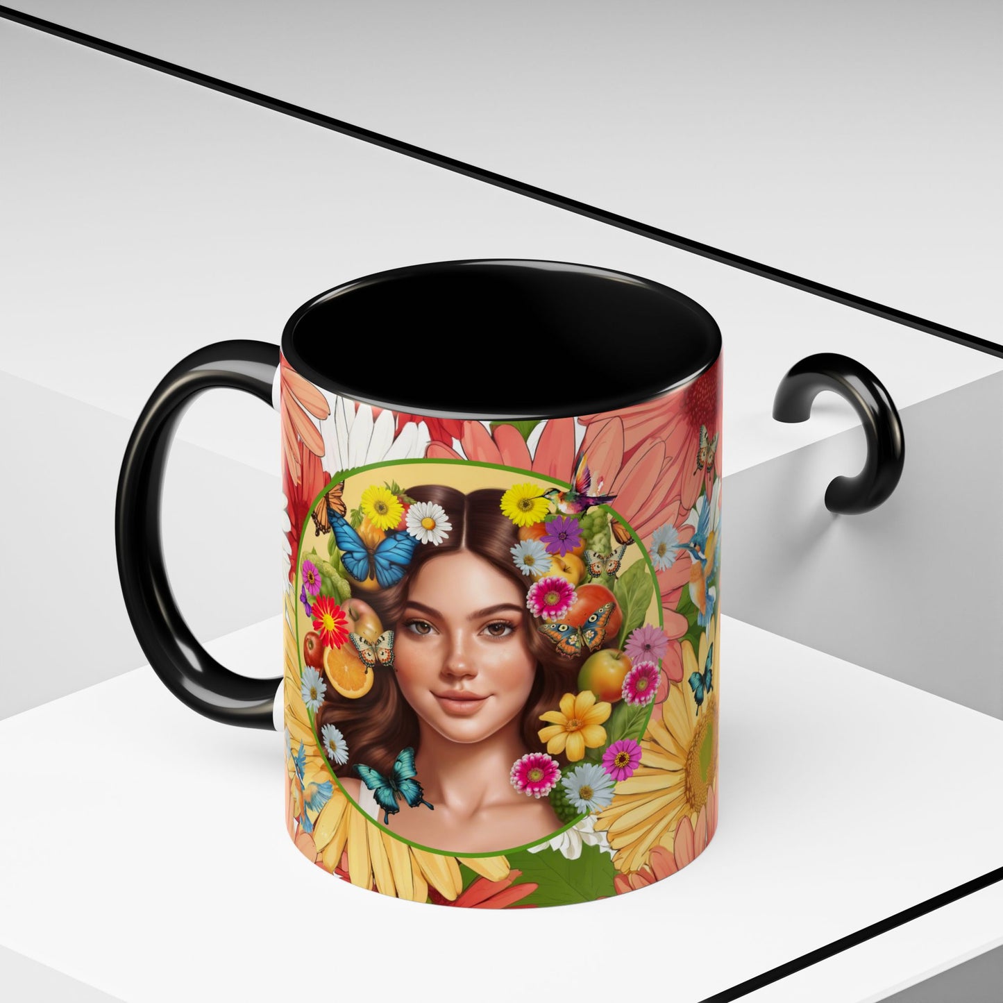 100% Organic Gerber Joy3 Plant Garden Vegan Ceramic Plant Mug with Woman (11oz) 8 Color Combos