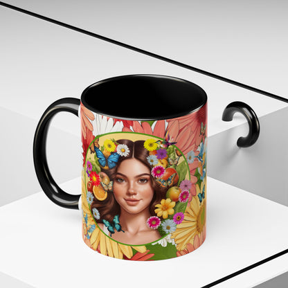 100% Organic Gerber Joy3 Plant Garden Vegan Ceramic Plant Mug with Woman (11oz) 8 Color Combos