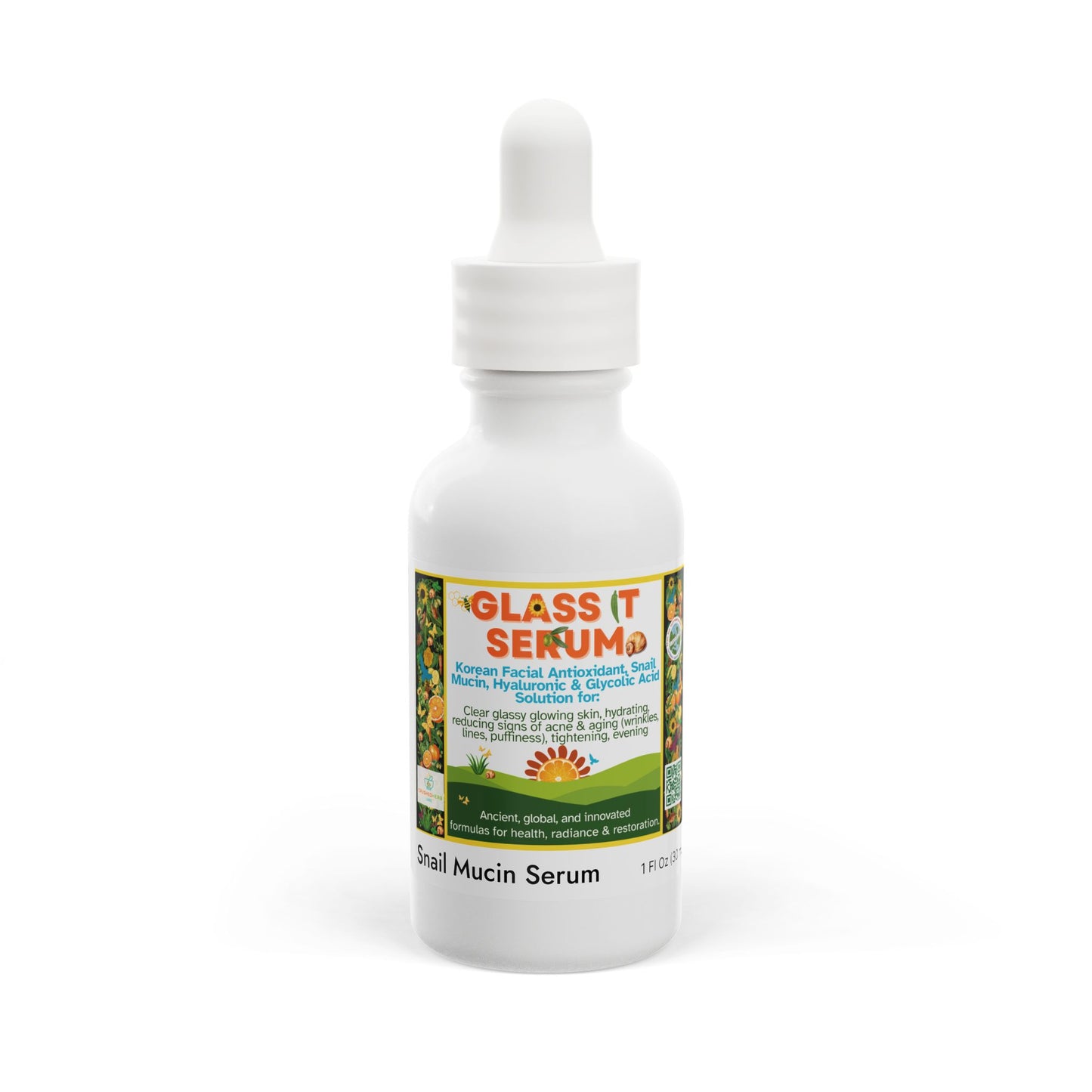1 oz Glass It! Korean Facial Antioxidant, Snail Mucin, Glycolic Acid, Cica Gotu Kola and Hyaluronic Acid Facial Serum