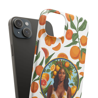 100% Organic Orange Plant Garden Snap Phone Case with Black Woman, Veggie Chic for Androids and iPhone models