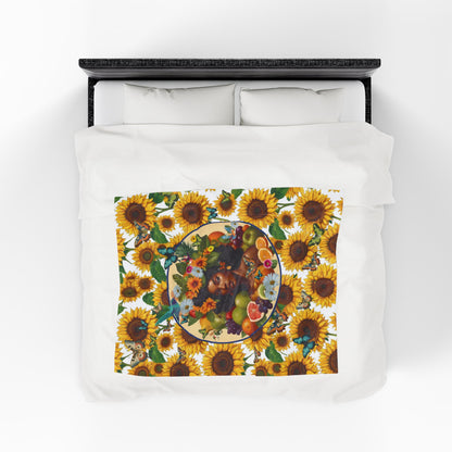Organically Me Sunflower2 Plant Garden Blanket, Wall Hanging, Tablecloth (Velveteen); 50 x 60in