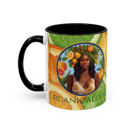 Organically Me Bright Citrus Plant Garden Vegan Ceramic Plant Mug with Black woman (11oz) 8 Color Combos