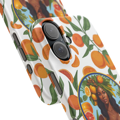 100% Organic Orange Plant Garden Snap Phone Case with Black Woman, Veggie Chic for Androids and iPhone models