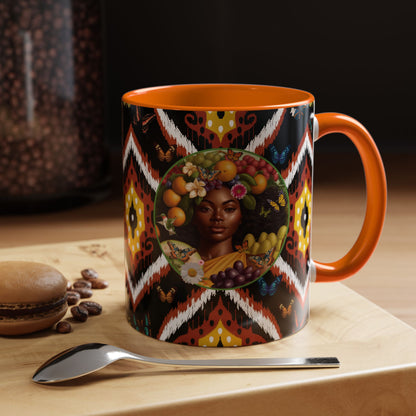Organically Me A.1 Tribal Butterfly Plant Garden Vegan Ceramic Plant Mug with Black woman (11oz) 8 Color Combos