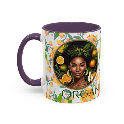 Organically Me Pink and Green Plant Garden Vegan Ceramic Plant Mug with Black woman (11oz) 8 Color Combos