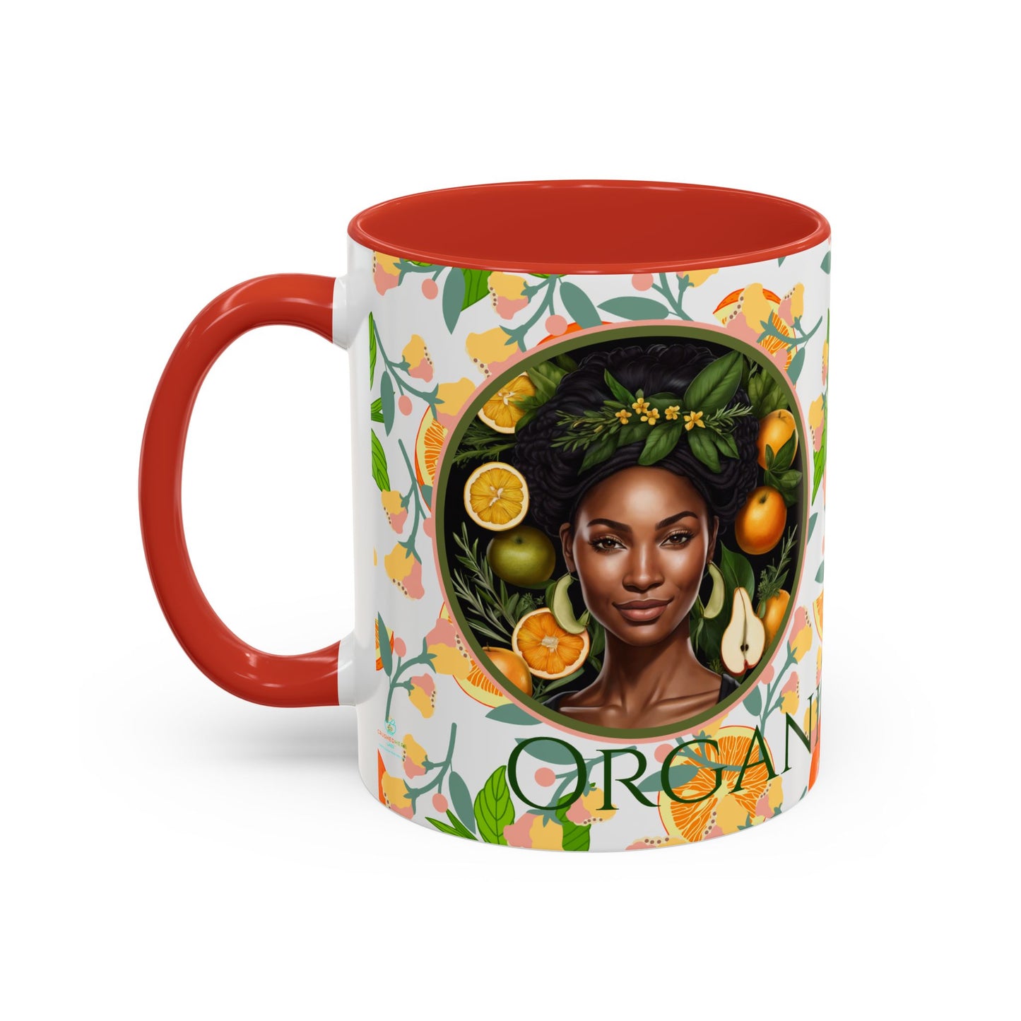 Organically Me Pink and Green Plant Garden Vegan Ceramic Plant Mug with Black woman (11oz) 8 Color Combos