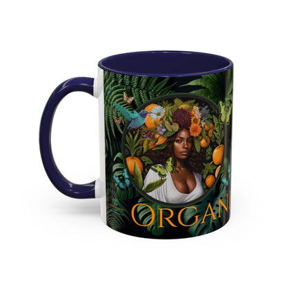 100% Organic A Fern Monstera Plant Garden Vegan Ceramic Plant Mug with Black woman (11oz) 8 Color Combos