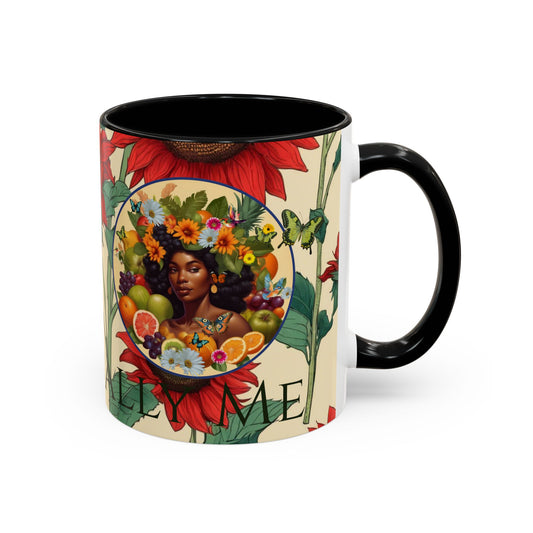 Organically Me Sunflower Red Plant Garden Vegan Ceramic Plant Mug with Black woman (11oz) 8 Color Combos