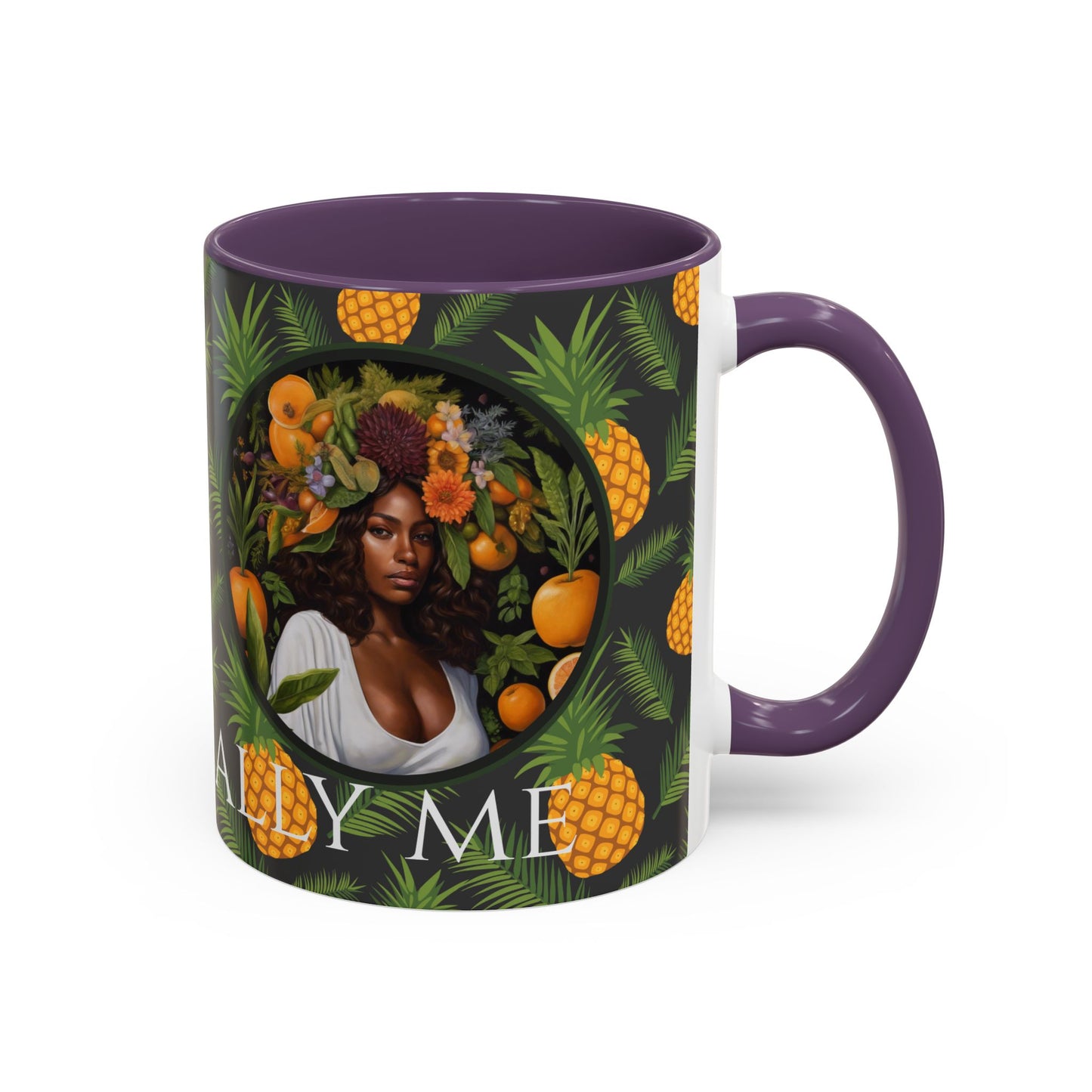 Organically Me A Pineapple Plant Garden Vegan Ceramic Plant Mug with Black woman (11oz)