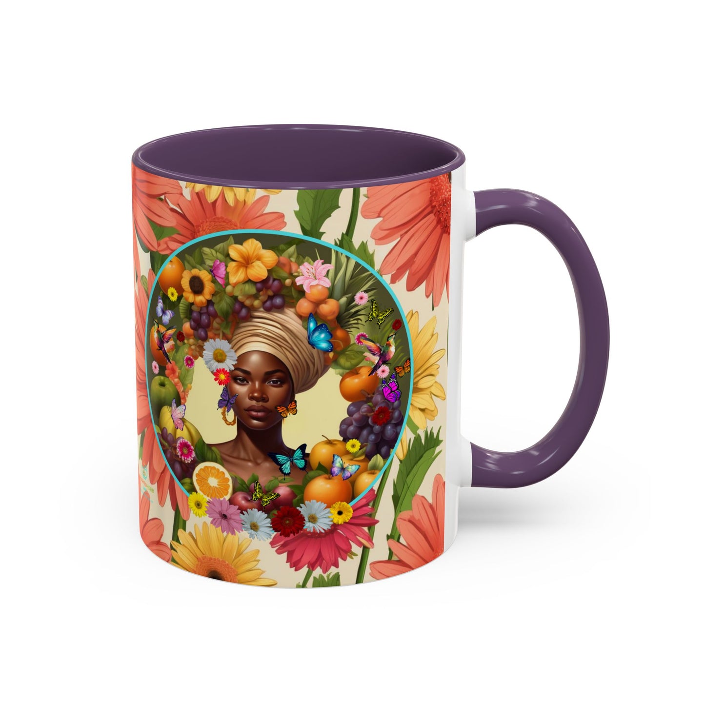 100% Organic Daisy Joy Plant Garden Vegan Ceramic Plant Mug, Black Woman Double Sided (11oz) 8 Color Combos