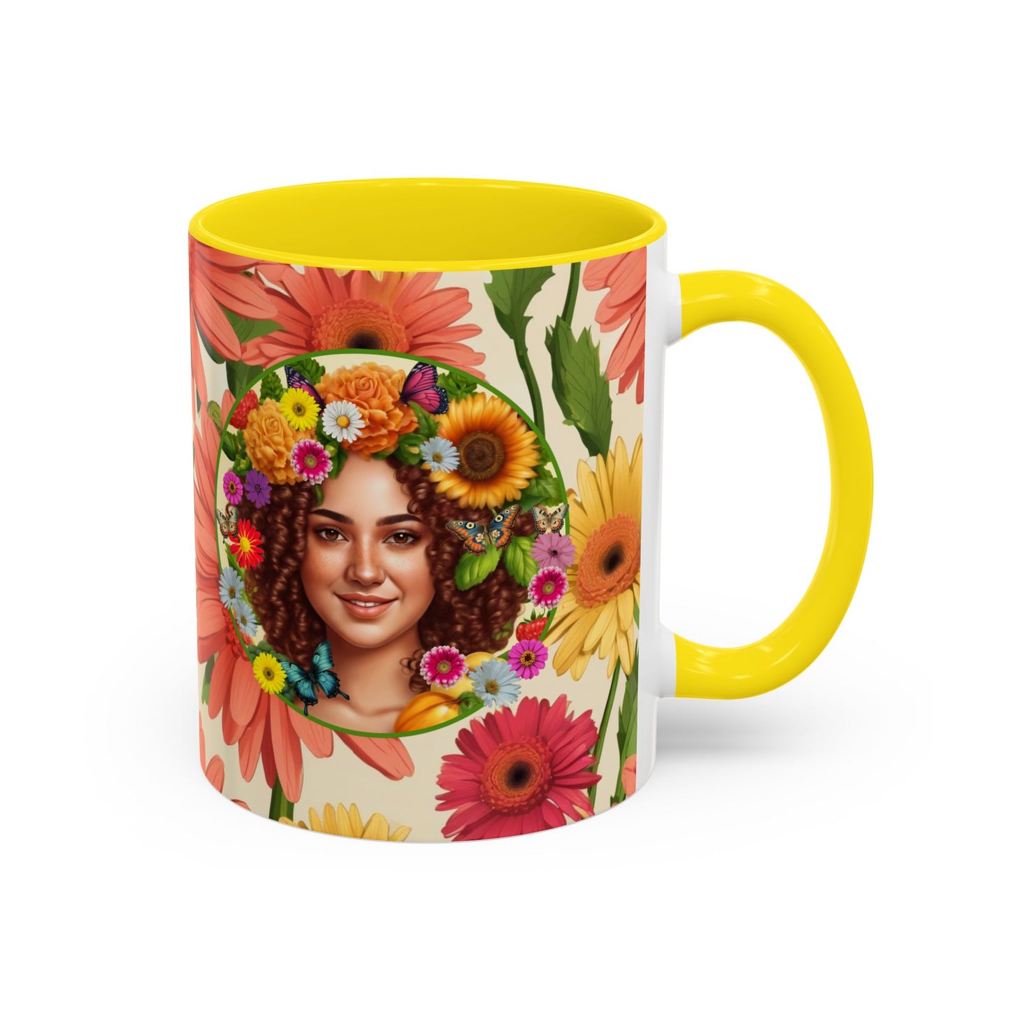 100% Organic Daisy Joy2 Plant Garden Vegan Ceramic Plant Mug Double Sided (11oz) 8 Color Combos