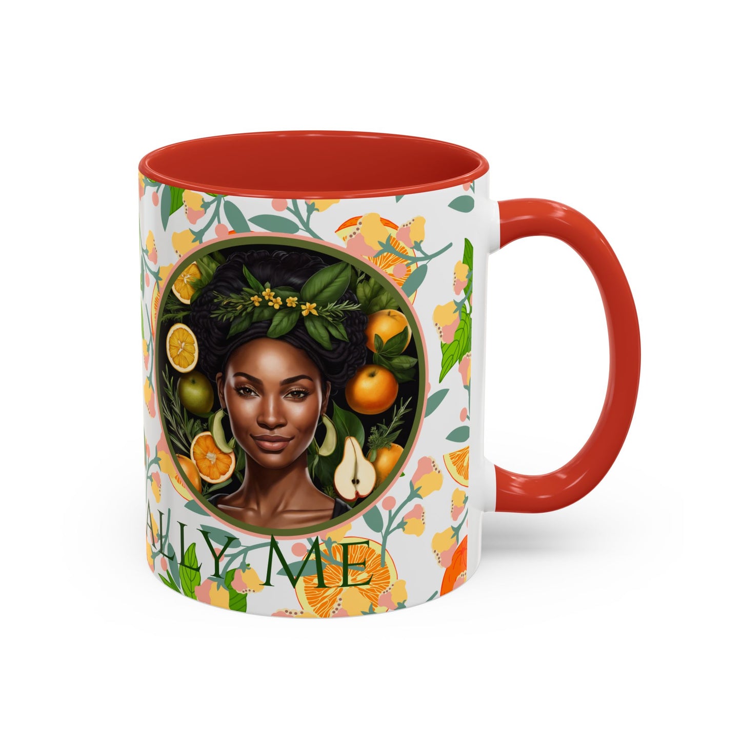 Organically Me Pink and Green Plant Garden Vegan Ceramic Plant Mug with Black woman (11oz) 8 Color Combos